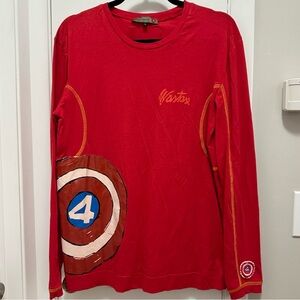 MESSAGERIE PATRIZIO PISCAGLIA Long Sleeve Painted 4 Shirt Romania Men L Red RARE